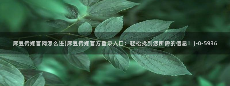 麻豆村麻豆官网传媒：麻豆传媒官网怎么进(麻豆传媒官方登录入口：轻松找到您所需的信息！)